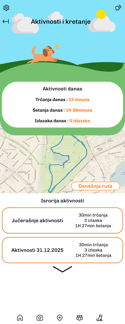 TrackTail activity screen