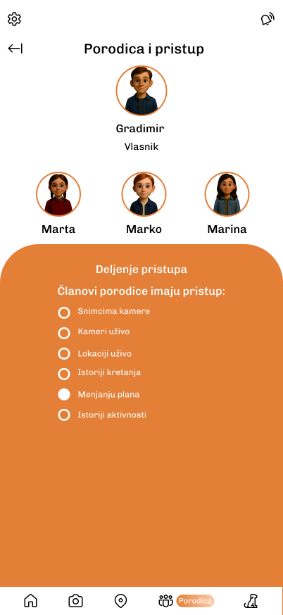 TrackTail family members screen